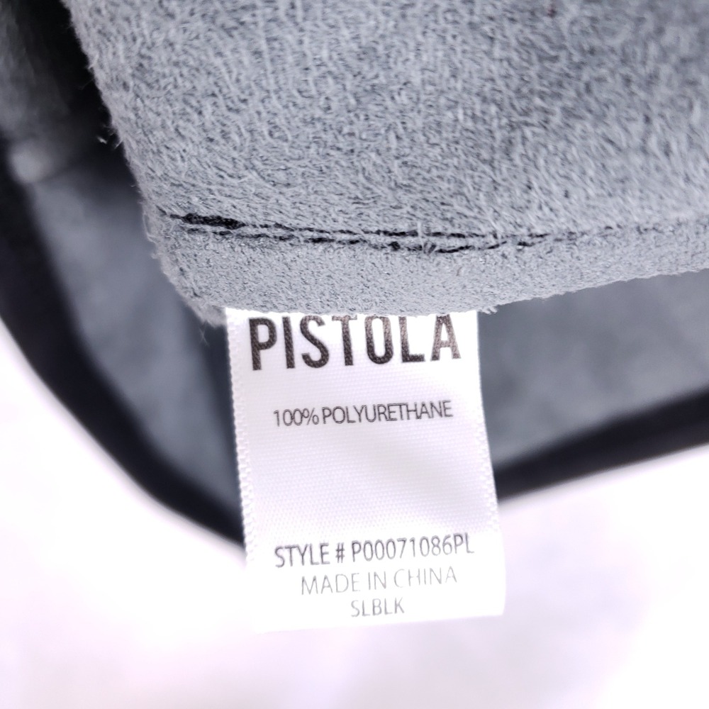 Pistola Faux Leather Dress Womens XS Long Sleeve Mini Black Vegan Utility Moto - Picture 5 of 10